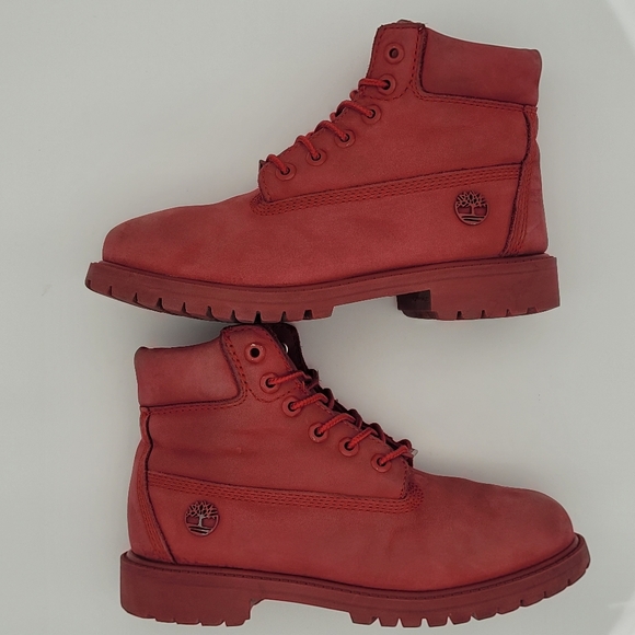 Timberland Boys Premium 6" Waterproof Boots - Red, Size 2 - Picture 3 of 10